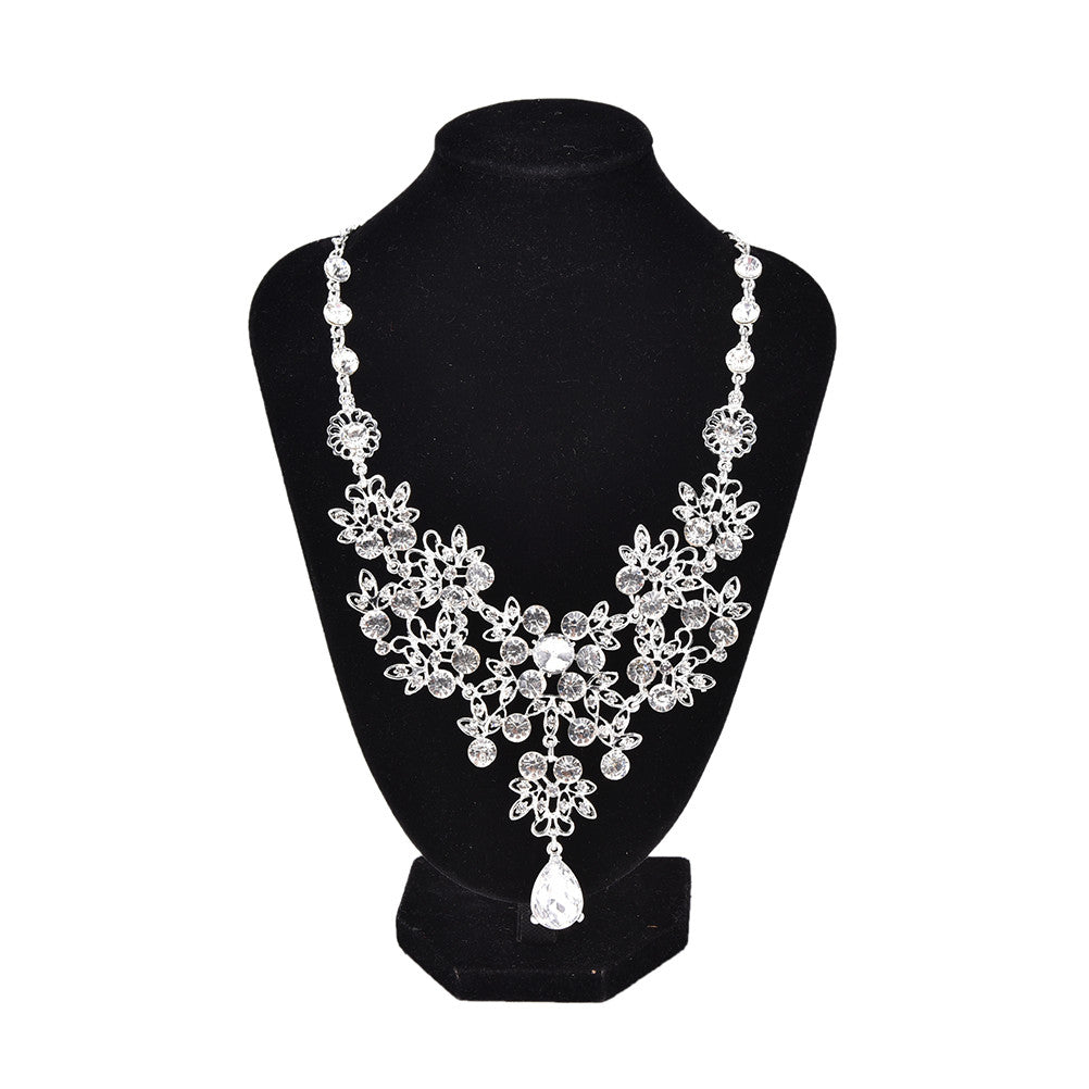 Women's Wedding Earrings Adjustable Pendant Necklace Jewelry Set SPCA J4U66