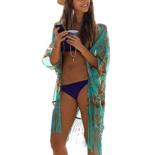 Womens Sexy Chiffon Tassels Cardigan Kaftan Bikini Cover UP Beach Dress Swimwear J4U66