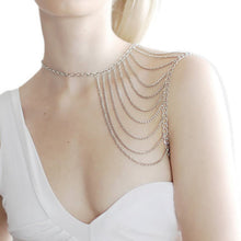 Womens Sexy Selling Golden/Silver Harness Tassels Sexy Body Necklace Alloy Multi-layers One Shoulder Chain J4U66