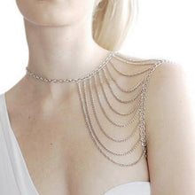Womens Sexy Selling Golden/Silver Harness Tassels Sexy Body Necklace Alloy Multi-layers One Shoulder Chain J4U66
