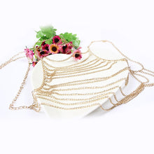 Womens Sexy Selling Golden/Silver Harness Tassels Sexy Body Necklace Alloy Multi-layers One Shoulder Chain J4U66