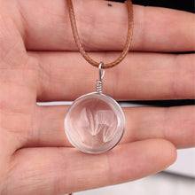 Real Dandelion Jewelry Crystal Glass Ball Dandelion Necklace Long Strip Leather Chain Pendant Necklaces For Women J4U66