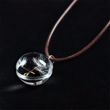 Real Dandelion Jewelry Crystal Glass Ball Dandelion Necklace Long Strip Leather Chain Pendant Necklaces For Women J4U66