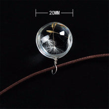 Real Dandelion Jewelry Crystal Glass Ball Dandelion Necklace Long Strip Leather Chain Pendant Necklaces For Women J4U66