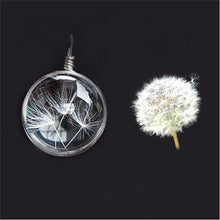 Real Dandelion Jewelry Crystal Glass Ball Dandelion Necklace Long Strip Leather Chain Pendant Necklaces For Women J4U66