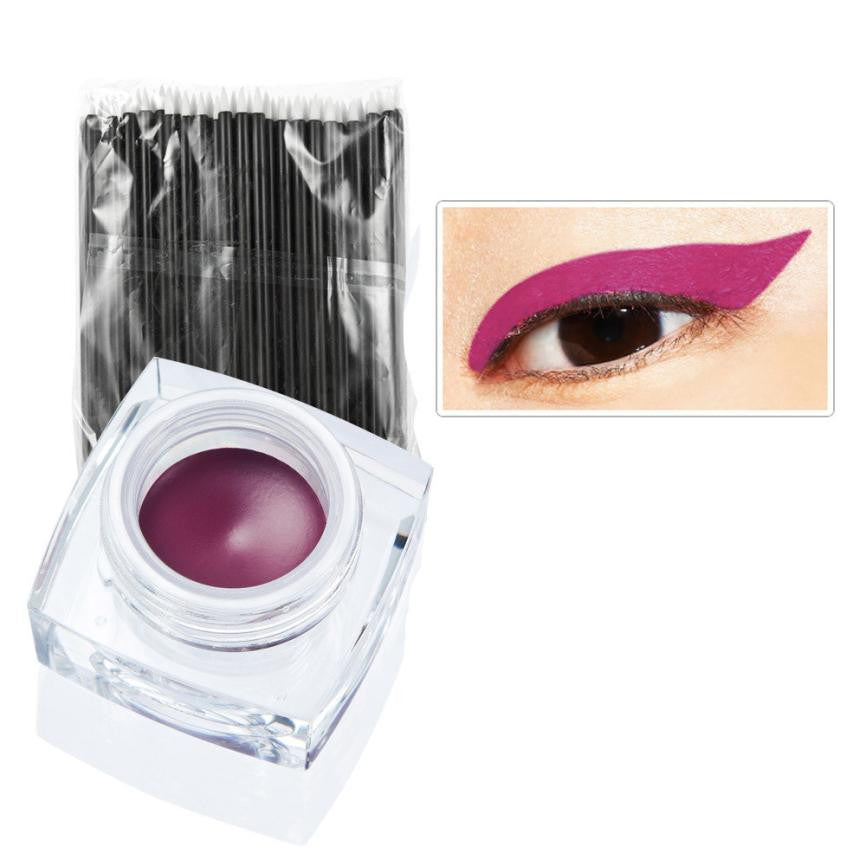 12 ColorsMakeup Long-lasting Multi-color Eyeliner Cream Combination Eyeliner+50pc Eyeliner Brush Cosmetic Tools J4U66