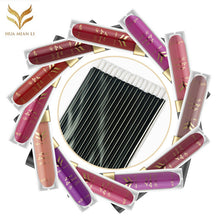 12 ColorsMakeup Matte Lipstick Lip Gloss Pencil Long Lasting lipgloss+50pc Disposable Black Bar Lip Brush J4U66