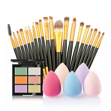 6-Color Concealer Contour Palette+20 Makeup Brush + Water Puff Puff Powder Puff Cosmetic Tools maquiagem- J4U66