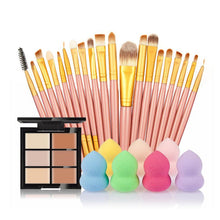 6-Color Concealer Contour Palette+20 Makeup Brush + Water Puff Puff Powder Puff Cosmetic Tools maquiagem- J4U66