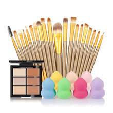 6-Color Concealer Contour Palette+20 Makeup Brush + Water Puff Puff Powder Puff Cosmetic Tools maquiagem- J4U66