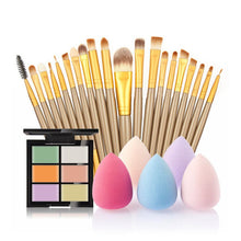 6-Color Concealer Contour Palette+20 Makeup Brush + Water Puff Puff Powder Puff Cosmetic Tools maquiagem- J4U66