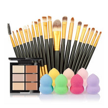 6-Color Concealer Contour Palette+20 Makeup Brush + Water Puff Puff Powder Puff Cosmetic Tools maquiagem- J4U66
