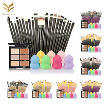 6-Color Concealer Contour Palette+20 Makeup Brush + Water Puff Puff Powder Puff Cosmetic Tools maquiagem- J4U66