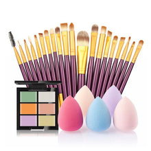 6-Color Concealer Contour Palette+20 Makeup Brush + Water Puff Puff Powder Puff Cosmetic Tools maquiagem- J4U66