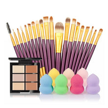 6-Color Concealer Contour Palette+20 Makeup Brush + Water Puff Puff Powder Puff Cosmetic Tools maquiagem- J4U66