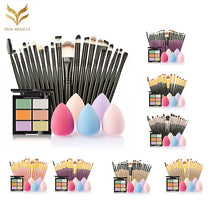 6-Color Concealer Contour Palette+20 Makeup Brush + Water Puff Puff Powder Puff Cosmetic Tools maquiagem- J4U66