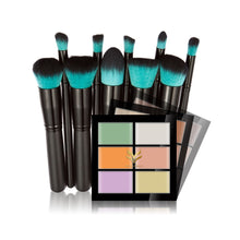 6-Color Concealer Primer +10 Black Handle With a Blue Head Makeup Brush Cosmetic Tools maquiagem- J4U66