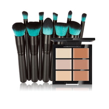6-Color Concealer Primer +10 Black Handle With a Blue Head Makeup Brush Cosmetic Tools maquiagem- J4U66