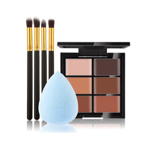 6-Color Concealer Primer +4 Black Gold Makeup Brush + Water Droplets Puff Cosmetic Tools maquiagem- J4U66
