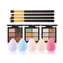 6-Color Concealer Primer +4 Black Gold Makeup Brush + Water Droplets Puff Cosmetic Tools maquiagem- J4U66