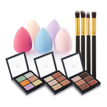 6-Color Concealer Primer +4 Black Gold Makeup Brush + Water Droplets Puff Cosmetic Tools maquiagem- J4U66