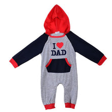 i love mom and dad baby hooded rompers grow long sleeve jumpsuit outwear boys girls clothing J4U66