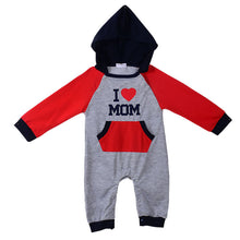 I Love MOM and DAD Baby Hooded Rompers Grow Long Sleeve Jumpsuit Outwear Boys Girls ClothingJFY66