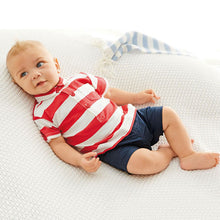 Infant Boys Lapel Playsuit Short Sleeve Baby Kids Cotton Jumpsuit Fashion J4U66
