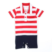 Infant Boys Lapel Playsuit Short Sleeve Baby Kids Cotton Jumpsuit Fashion J4U66