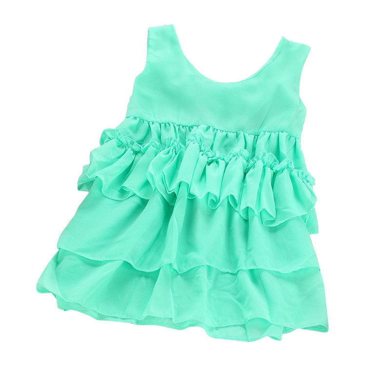 Infants Baby Girls Chiffon Tutu Ruffle Dress Princess Vest Dresses Clothes M-XXL J4U66