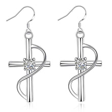 inlaid cross earings silver plated jewelry earrings for women silver plated earrings smte14 J4U66