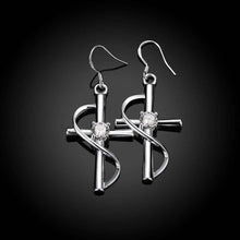 inlaid cross earings silver plated jewelry earrings for women silver plated earrings smte14 J4U66