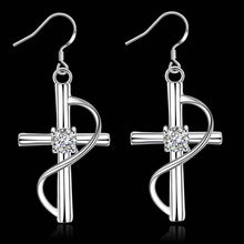 inlaid cross earings silver plated jewelry earrings for women silver plated earrings smte14 J4U66