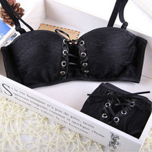 Intimates Japanese super Sexy bra push up white and black Princess straps belt lace women bra sets  J4U66