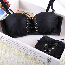 Intimates Japanese super Sexy bra push up white and black Princess straps belt lace women bra sets  J4U66