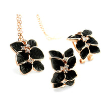 Jewelry Set Rose Austrian Crystal Enamel Earring/Necklace Flower Set GT Earrings Necklaces Jewelry Sets J4U66