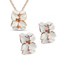 Jewelry Set Rose Austrian Crystal Enamel Earring/Necklace Flower Set GT Earrings Necklaces Jewelry Sets J4U66