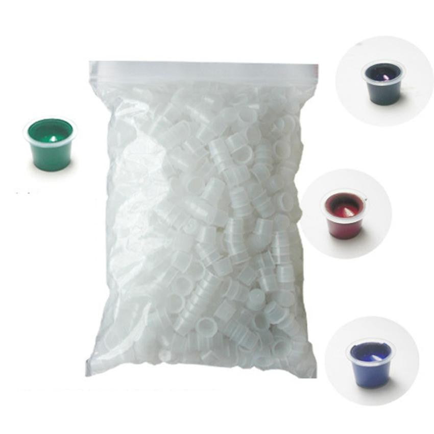 1.5CM Disposable Small Ink Pigment Caps 500pc Plastic Cups Holders Tattoo J4U66