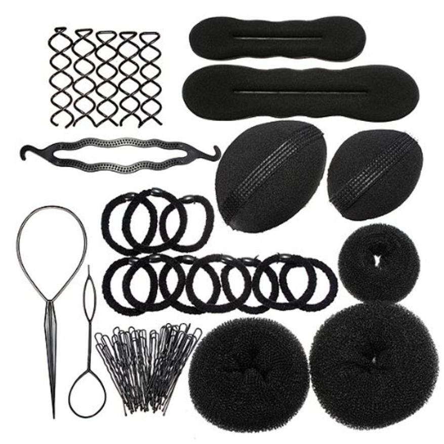 1 Set DIY Elastic Clamping Hairstyle Entrainment Tied Hair Weaving Hairstyle Braid Maintenance Tools J4U66