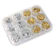 12pc Nail Art Gold Silver Paillette Flake Chip Foil DIY Acrylic UV Gel Stickers for Women Lady Beauty 1 set J4U66