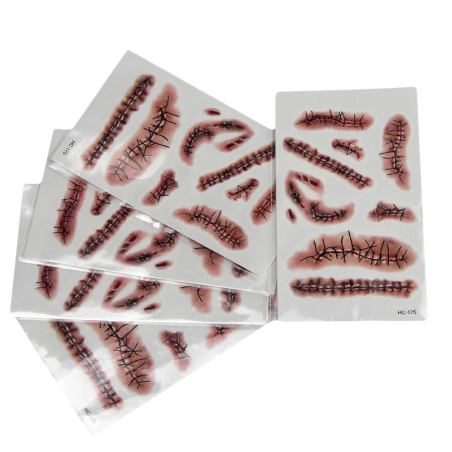 Halloween Zombie Scars Decoration Costume Makeup Waterproof Tattoo Stickers Fast Shipping & s J4U66