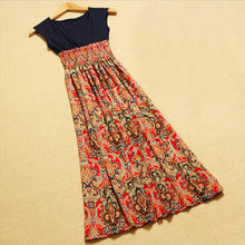 Lady Womens Flower Print Bohemia Style Sleeveless VMaxi Long Dress ping J4U66