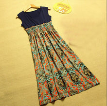 Lady Womens Flower Print Bohemia Style Sleeveless VMaxi Long Dress ping J4U66