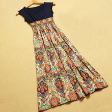 Lady Womens Flower Print Bohemia Style Sleeveless VMaxi Long Dress ping J4U66