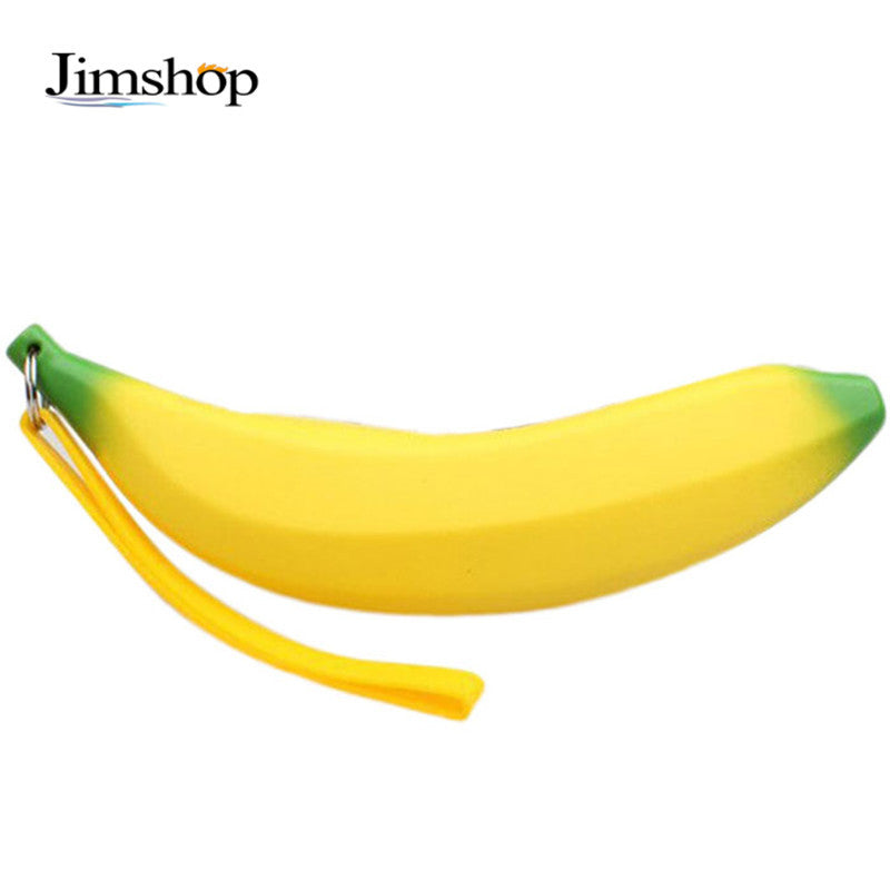 Novelty Ssilicone Portable Banana Coin Pencil Case Purse Bag Wallet Pouch Keyring Fast Shipping J4U66