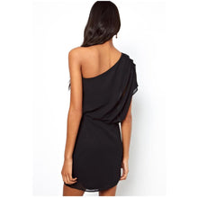 Women Sexy Oblique Strapless Pleated Chiffon Dress Ladies Casual Dress J4U66