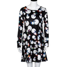 Ladies Women Long Sleeve Santa Hat Printing Party Swing Dress  J4U66