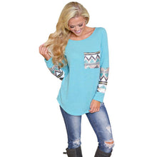 Womens Ladies Pocket Sequins Splice Long Sleeve Tops T Shirt  J4U66