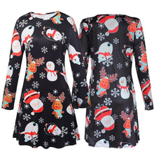 Ladies Women Long Sleeve Olaf Santa Hat Printing Party Swing Dress 17 Colors  J4U66