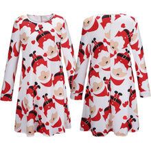 Ladies Women Long Sleeve Olaf Santa Hat Printing Party Swing Dress 17 Colors  J4U66